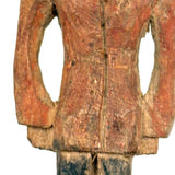 Perfectly Primitive Tiny Old Carving of Figure in Orange and Blue