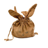SOLD Charming Antique Hand-sewn Bunny Bag with Inked Face and Clay Marbles