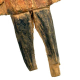 Perfectly Primitive Tiny Old Carving of Figure in Orange and Blue