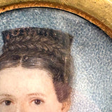 Regal Woman in Empire Dress and Jewels, Lovely Georgian Portrait Miniature on Bone