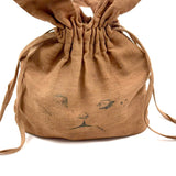 SOLD Charming Antique Hand-sewn Bunny Bag with Inked Face and Clay Marbles
