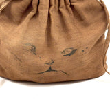 SOLD Charming Antique Hand-sewn Bunny Bag with Inked Face and Clay Marbles