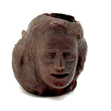 Open Mouth, Waves of Hair, c. 1930s-40s Folk Carved Pipe Bowl with Woman's Face