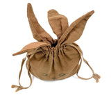 SOLD Charming Antique Hand-sewn Bunny Bag with Inked Face and Clay Marbles