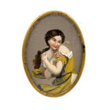Young Woman in Gold with Butterfly, Verre Eglomise Miniature, c. 1830s