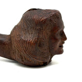 Open Mouth, Waves of Hair, c. 1930s-40s Folk Carved Pipe Bowl with Woman's Face