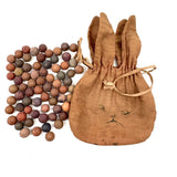 SOLD Charming Antique Hand-sewn Bunny Bag with Inked Face and Clay Marbles
