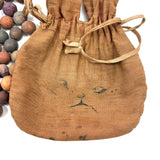 SOLD Charming Antique Hand-sewn Bunny Bag with Inked Face and Clay Marbles