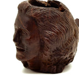 Open Mouth, Waves of Hair, c. 1930s-40s Folk Carved Pipe Bowl with Woman's Face