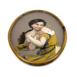 Young Woman in Gold with Butterfly, Verre Eglomise Miniature, c. 1830s