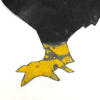 Cut and Painted Black Tin Folk Art Rooster with Big Personality