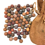 SOLD Charming Antique Hand-sewn Bunny Bag with Inked Face and Clay Marbles