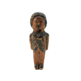 Wonderful Small Antique Carved Pine Man with Excellent Straight-lipped Face