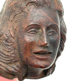 Open Mouth, Waves of Hair, c. 1930s-40s Folk Carved Pipe Bowl with Woman's Face