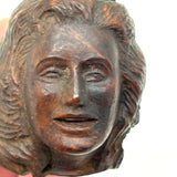 Open Mouth, Waves of Hair, c. 1930s-40s Folk Carved Pipe Bowl with Woman's Face