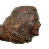 Open Mouth, Waves of Hair, c. 1930s-40s Folk Carved Pipe Bowl with Woman's Face
