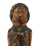 Wonderful Small Antique Carved Pine Man with Excellent Straight-lipped Face