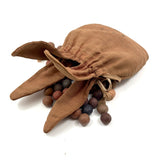 SOLD Charming Antique Hand-sewn Bunny Bag with Inked Face and Clay Marbles