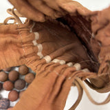 SOLD Charming Antique Hand-sewn Bunny Bag with Inked Face and Clay Marbles