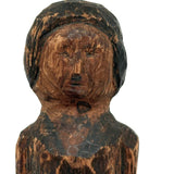 Wonderful Small Antique Carved Pine Man with Excellent Straight-lipped Face