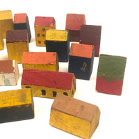 Lot of Colorfully Painted, Simple Homemade Wooden Houses