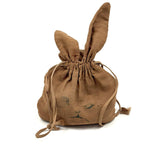 SOLD Charming Antique Hand-sewn Bunny Bag with Inked Face and Clay Marbles