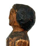 Wonderful Small Antique Carved Pine Man with Excellent Straight-lipped Face