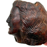 Open Mouth, Waves of Hair, c. 1930s-40s Folk Carved Pipe Bowl with Woman's Face