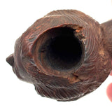 Open Mouth, Waves of Hair, c. 1930s-40s Folk Carved Pipe Bowl with Woman's Face