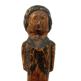 Wonderful Small Antique Carved Pine Man with Excellent Straight-lipped Face