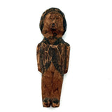 Wonderful Small Antique Carved Pine Man with Excellent Straight-lipped Face