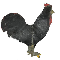 Cut and Painted Black Tin Folk Art Rooster with Big Personality