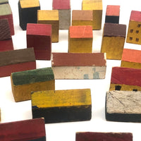 Lot of Colorfully Painted, Simple Homemade Wooden Houses
