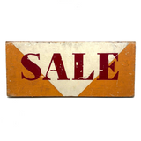 SOLD SALE, Bold and Graphically Satisfying Double-Sided Stencil Painted Wooden Sign in Red, White and Orange