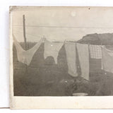 Boy with Laundry on the Line, Barely There, Very Lovely Old Real Photo Postcard