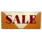 SOLD SALE, Bold and Graphically Satisfying Double-Sided Stencil Painted Wooden Sign in Red, White and Orange