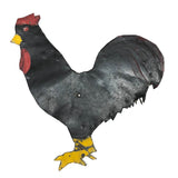 Cut and Painted Black Tin Folk Art Rooster with Big Personality