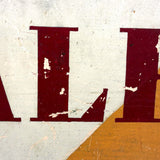 SOLD SALE, Bold and Graphically Satisfying Double-Sided Stencil Painted Wooden Sign in Red, White and Orange