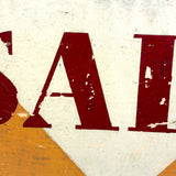 SOLD SALE, Bold and Graphically Satisfying Double-Sided Stencil Painted Wooden Sign in Red, White and Orange