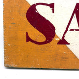 SOLD SALE, Bold and Graphically Satisfying Double-Sided Stencil Painted Wooden Sign in Red, White and Orange