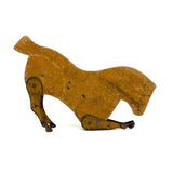 Wonderful Antique Toy Horse in Mustard Paint with Tin Legs and Graphite Drawn Details