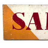 SOLD SALE, Bold and Graphically Satisfying Double-Sided Stencil Painted Wooden Sign in Red, White and Orange