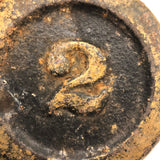 Satisfying Antique 2 lb Iron Weight in Gold Paint