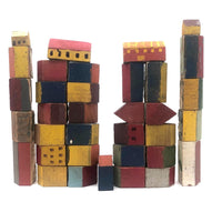 Lot of Colorfully Painted, Simple Homemade Wooden Houses