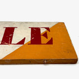 SOLD SALE, Bold and Graphically Satisfying Double-Sided Stencil Painted Wooden Sign in Red, White and Orange