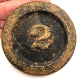 Satisfying Antique 2 lb Iron Weight in Gold Paint