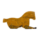Wonderful Antique Toy Horse in Mustard Paint with Tin Legs and Graphite Drawn Details