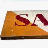 SOLD SALE, Bold and Graphically Satisfying Double-Sided Stencil Painted Wooden Sign in Red, White and Orange