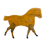 Wonderful Antique Toy Horse in Mustard Paint with Tin Legs and Graphite Drawn Details