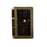 Nettie's Momentos: c. 1830s Marbled Paper Heart and Hair Braid in Book Shaped Mirrored Box